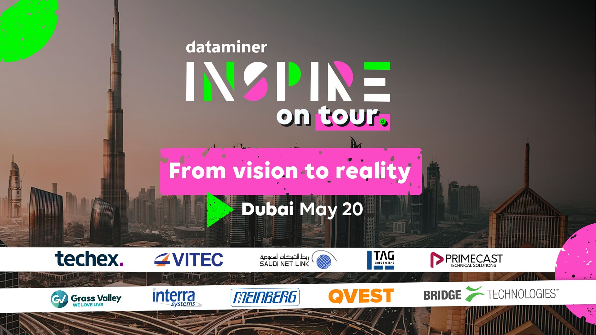 Promo image for DataMiner Inspire in Dubai on May 20th